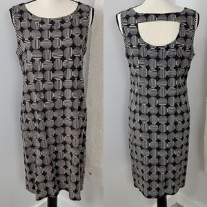 Nomadic Traders NEW Women's M Rayon Black Geometric Print Sleeveless Shift Dress